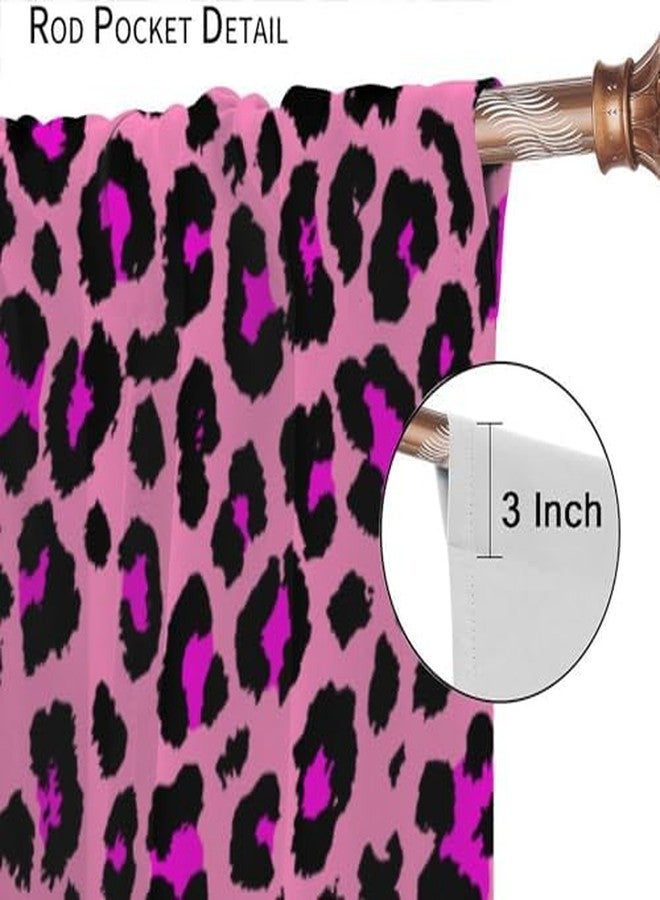 KANEPE Leopard Curtains, Pink Leopard Pattern Design Wild Animal Skin Spots Print Window Treatments, Retro Rod Pocket Thermal Insulation Drapes for Bedroom Living Room, 42" W X 45" L - Image 4